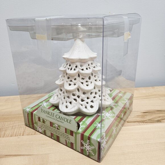 Yankee Candle White Christmas Tree Tea Light 6.5”H X 5” Luminary - Picture 7 of 13
